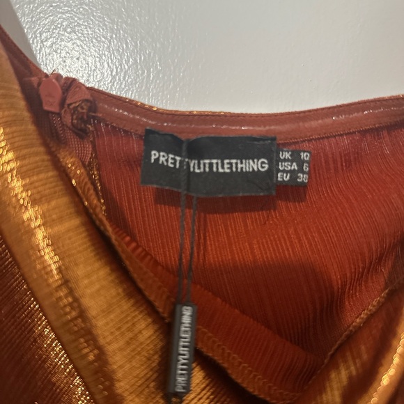 PrettyLittleThing Metallic Copper Dress - Picture 4 of 5